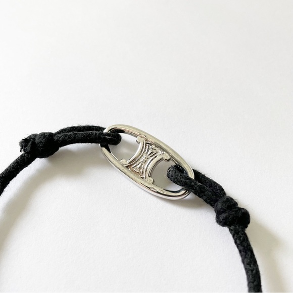 Celine RARE sterling silver Maillon Triomphe black cord bracelet - Picture 4 of 10